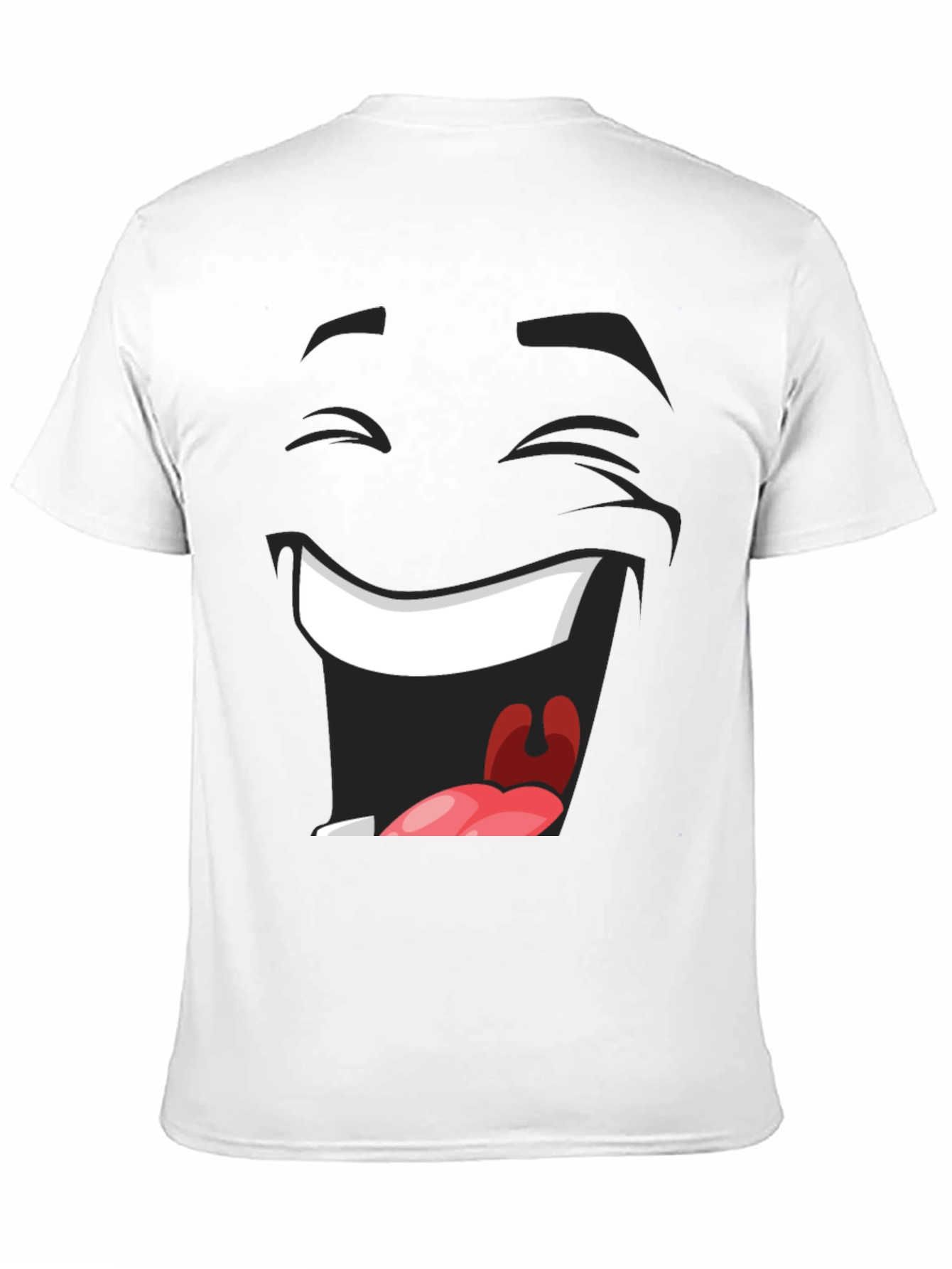 Laughing Face Graphic Tee - Black Cotton T-Shirt