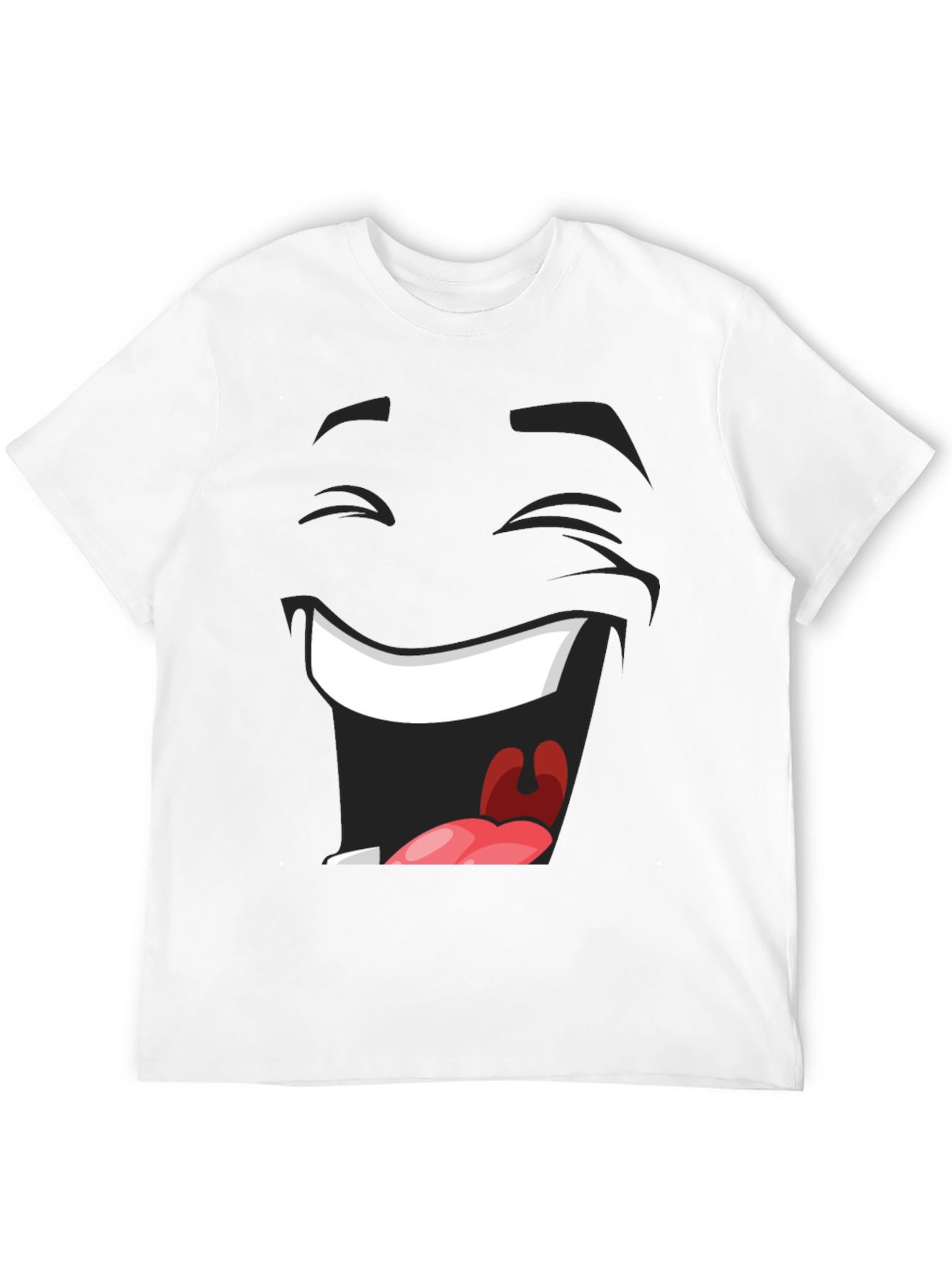 Laughing Face Graphic Tee - Black Cotton T-Shirt