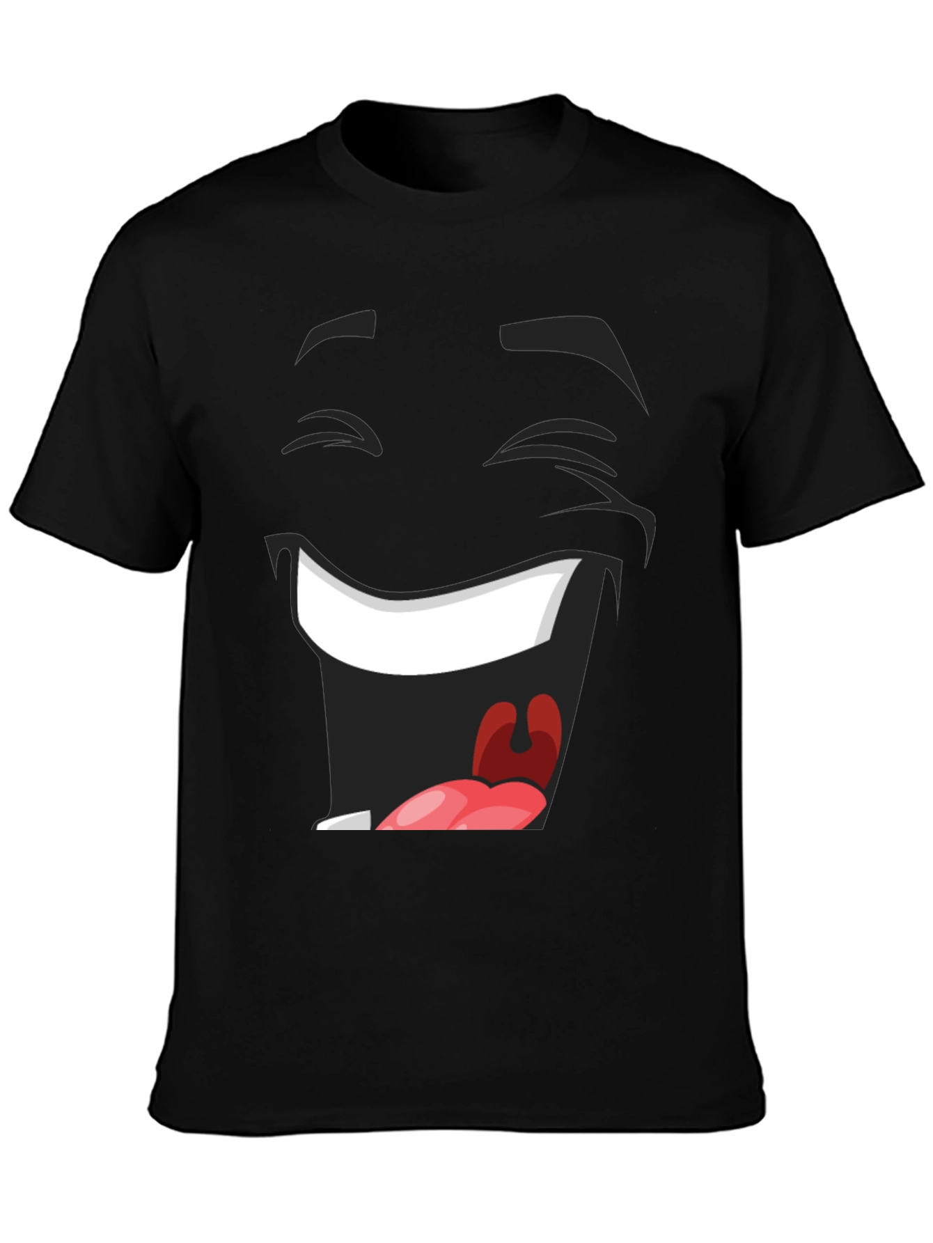 Laughing Face Graphic Tee - Black Cotton T-Shirt