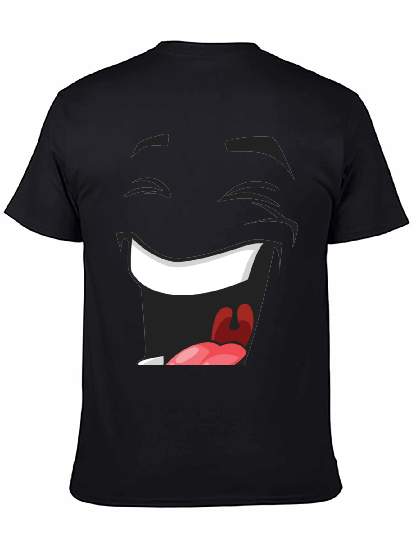 Laughing Face Graphic Tee - Black Cotton T-Shirt