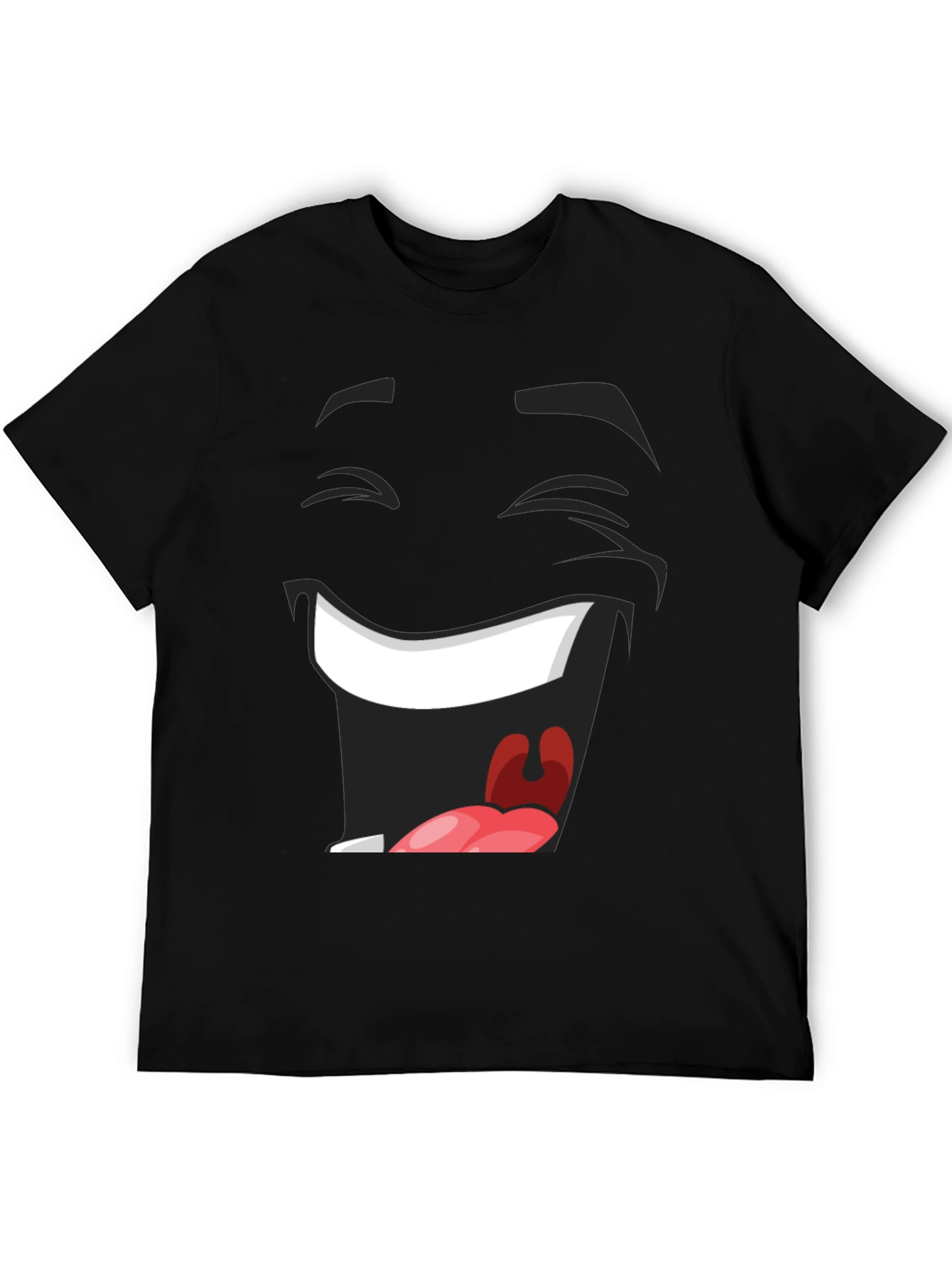 Laughing Face Graphic Tee - Black Cotton T-Shirt