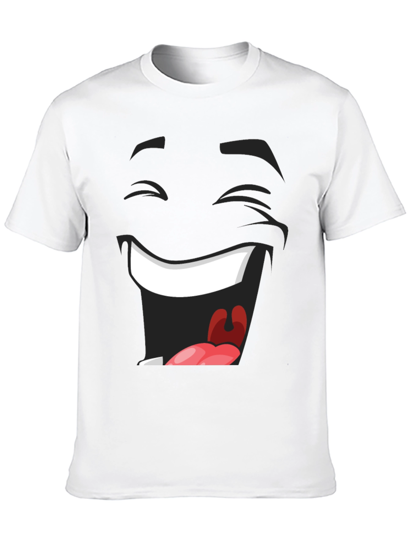 Laughing Face Graphic Tee - Black Cotton T-Shirt