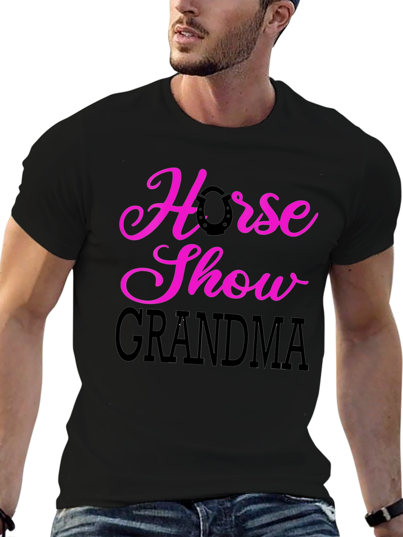 Horse Show Grandma T-Shirt - Black Graphic Tee