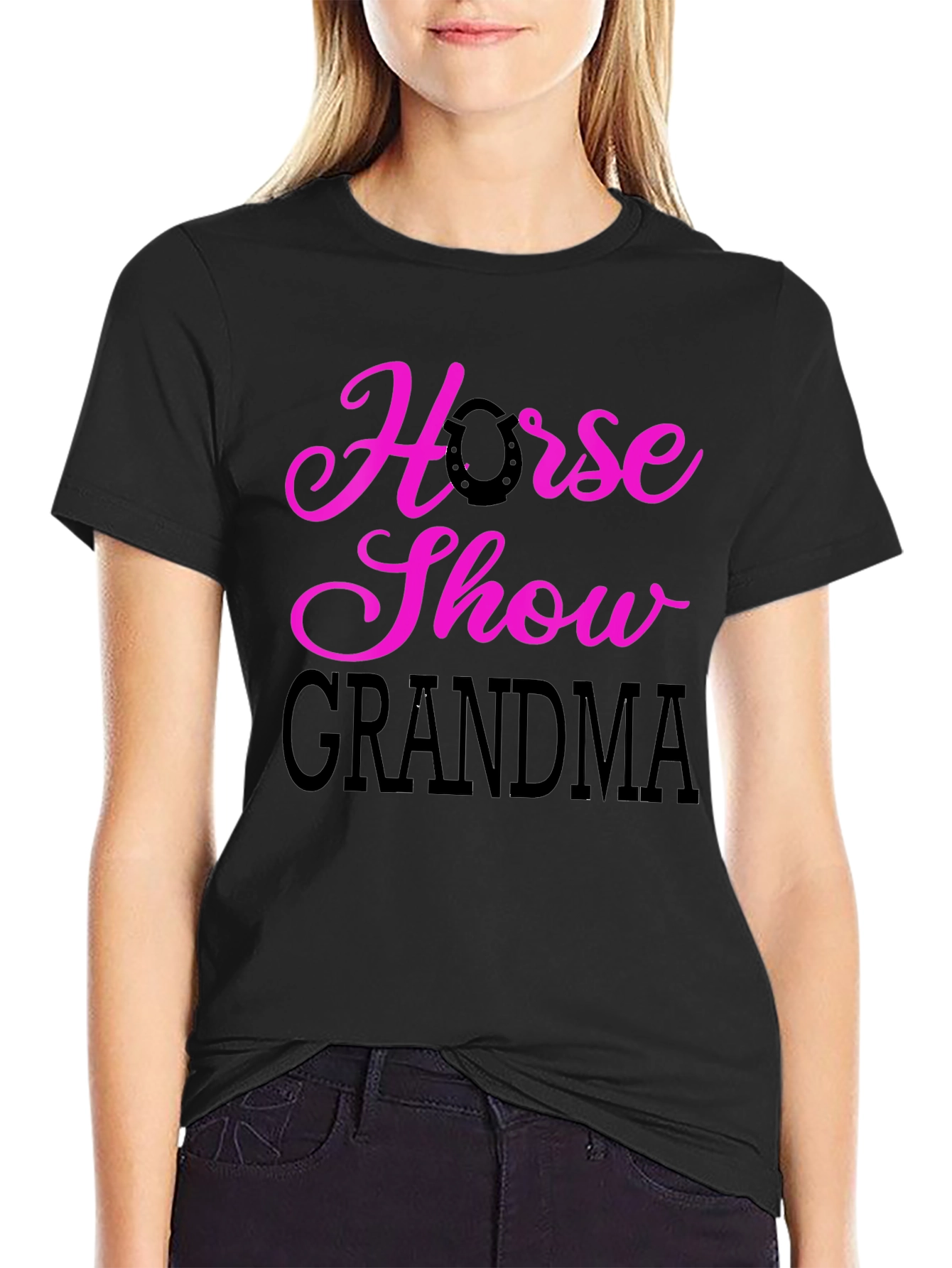 Horse Show Grandma T-Shirt - Black Graphic Tee