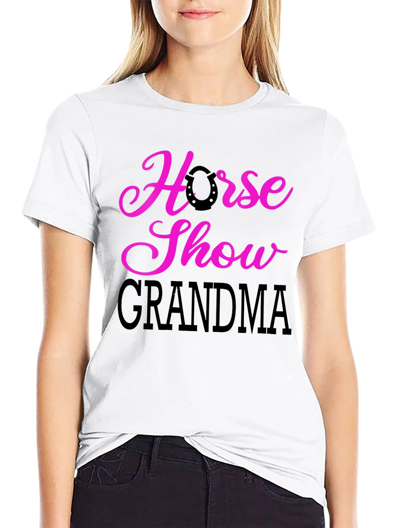 Horse Show Grandma T-Shirt - Black Graphic Tee