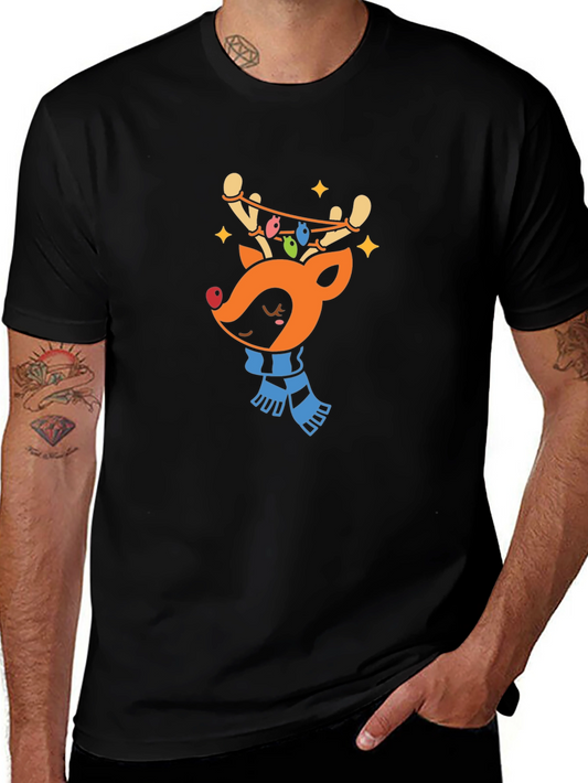 Festive Reindeer Graphic Tee - Holiday Cheer!