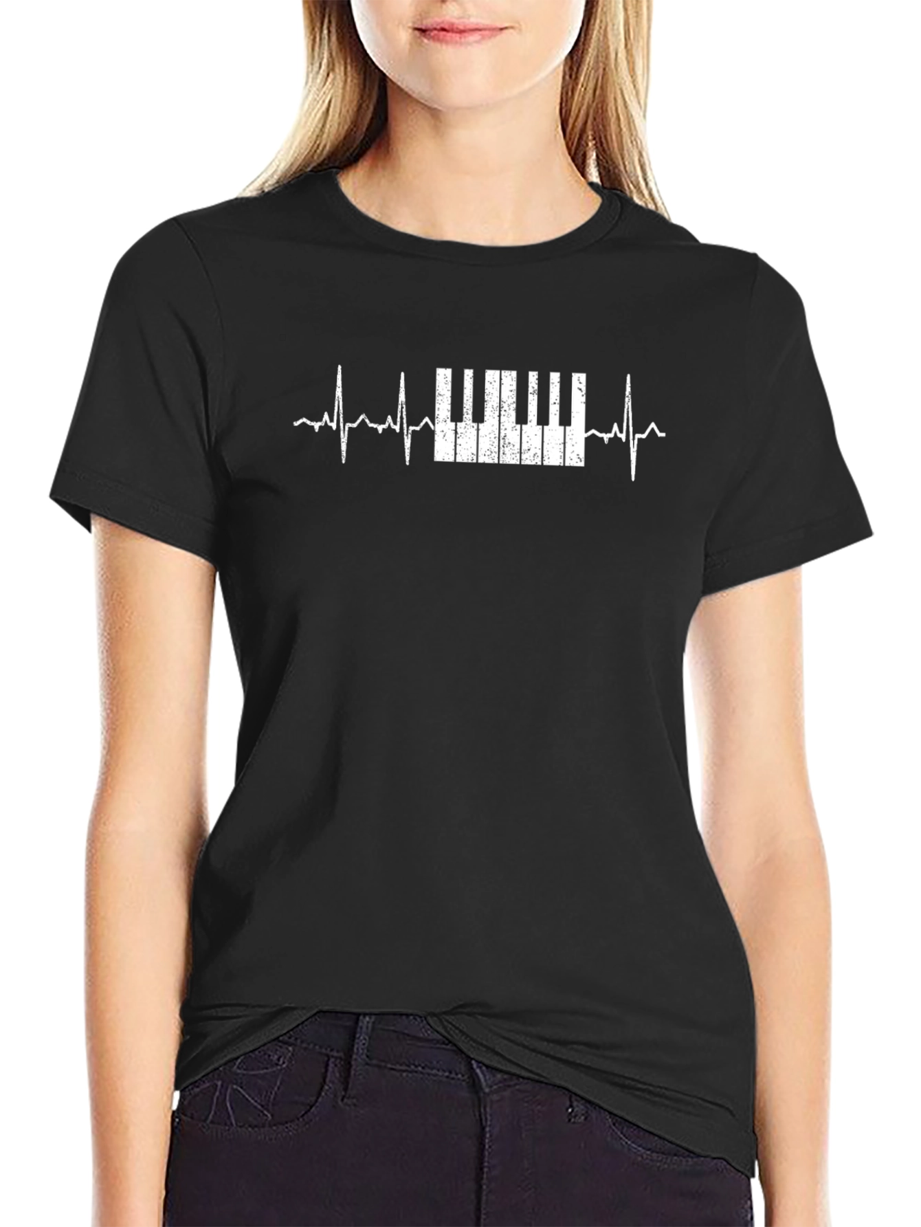Piano Heartbeat Graphic Tee - Music Lover T-Shirt