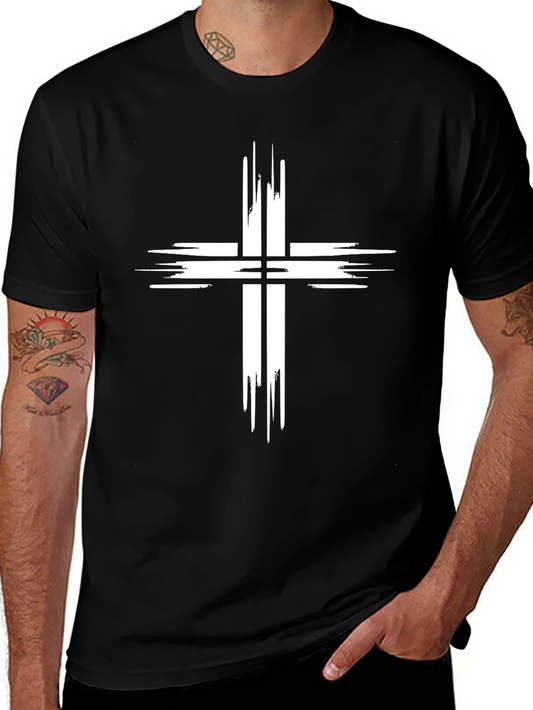 Grunge Cross Graphic Tee - Black Cotton Blend