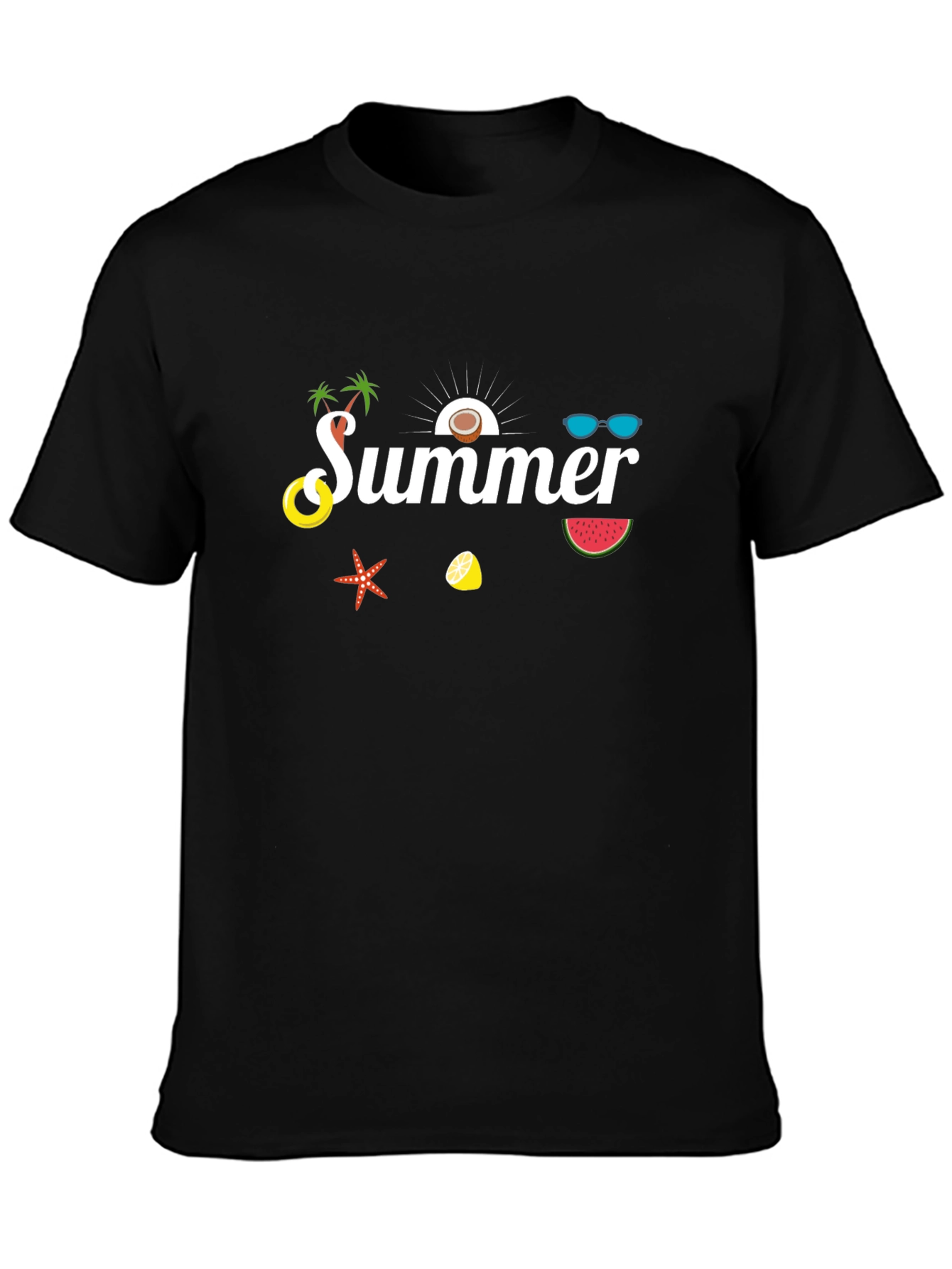 Summer Graphic Print Black T-Shirt