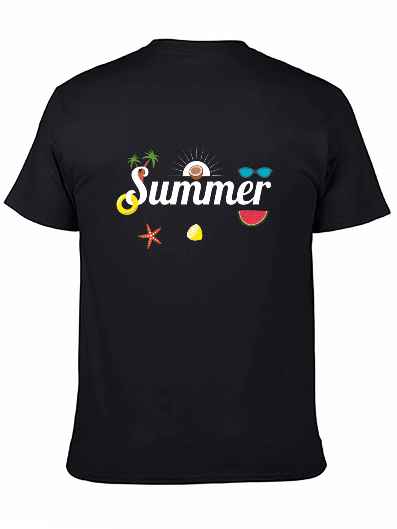 Summer Graphic Print Black T-Shirt