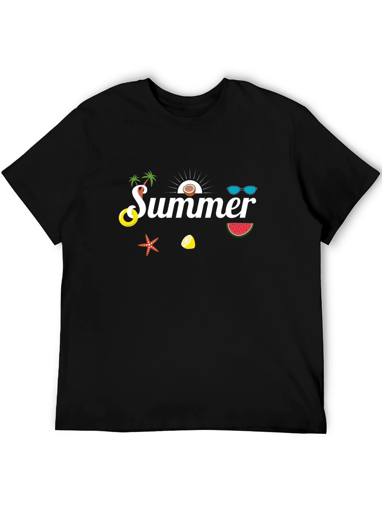 Summer Graphic Print Black T-Shirt
