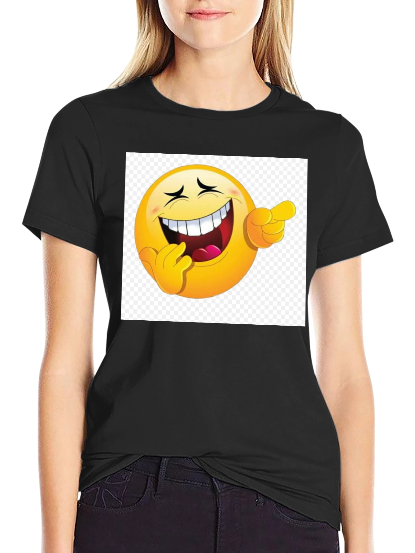 Laughing Emoji Graphic Black T-Shirt