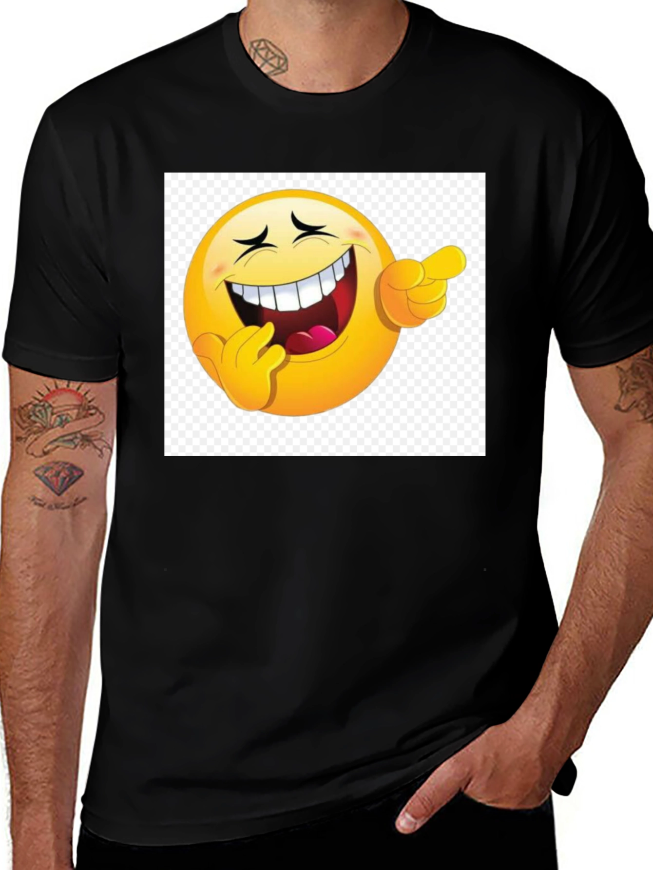 Laughing Emoji Graphic Black T-Shirt