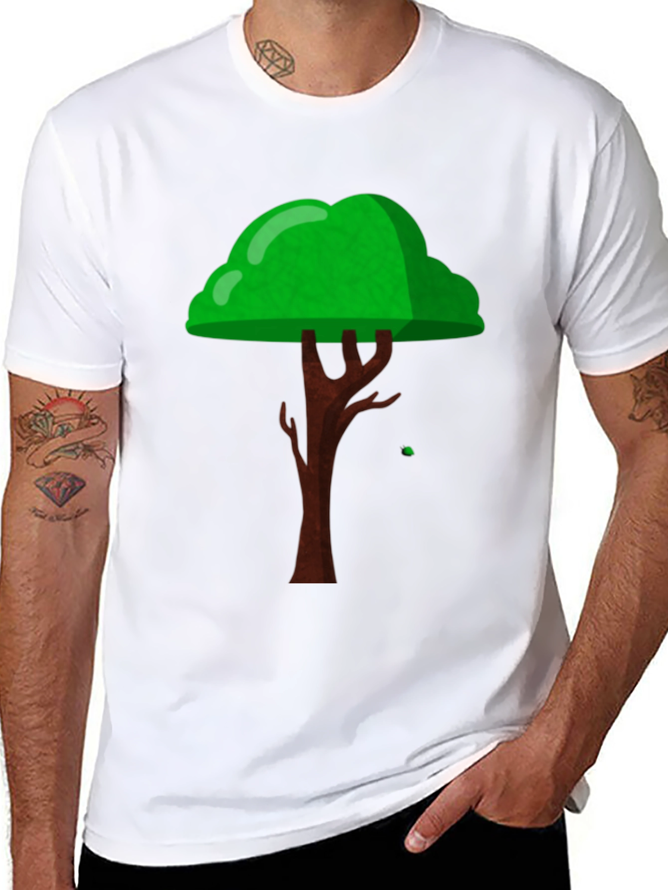 Cartoon Tree Graphic Black T-Shirt