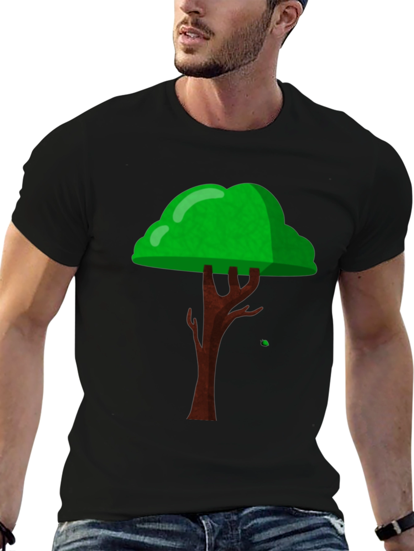 Cartoon Tree Graphic Black T-Shirt