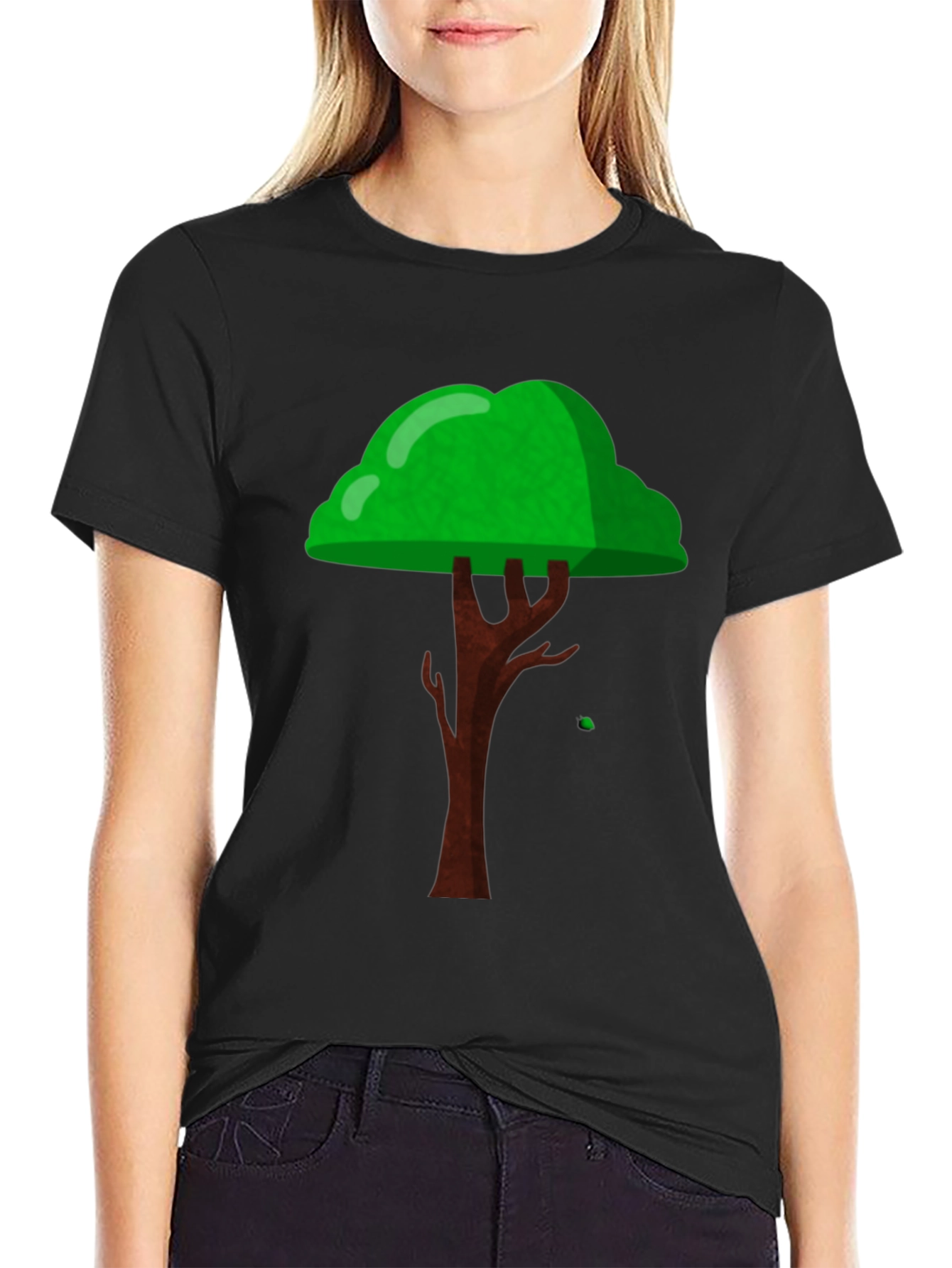 Cartoon Tree Graphic Black T-Shirt