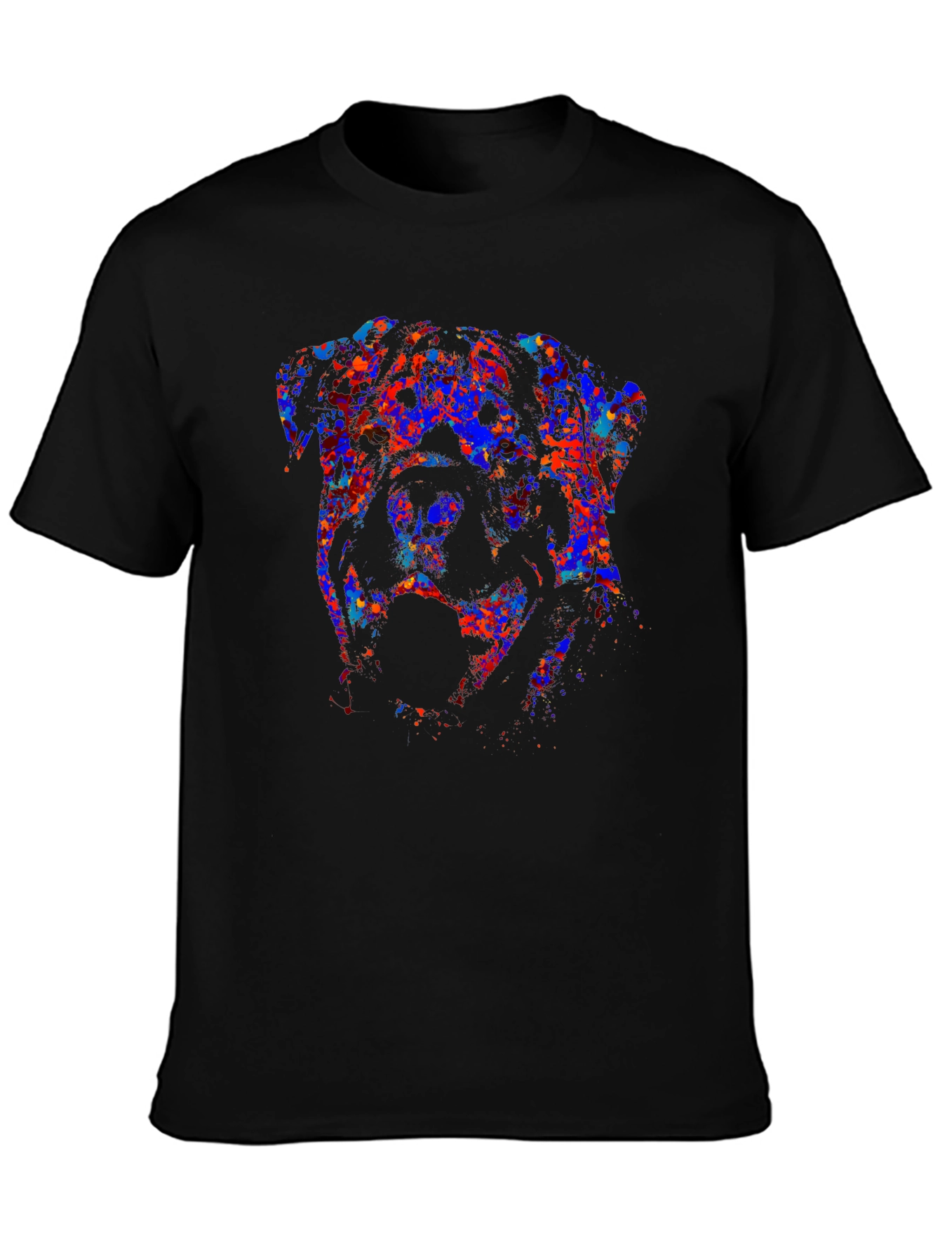 Abstract Dog Graphic Print Black T-Shirt
