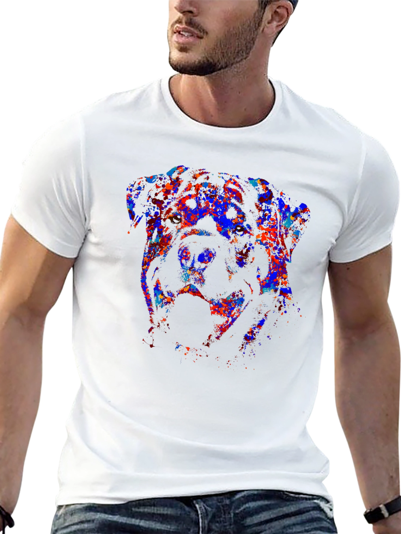 Abstract Dog Graphic Print Black T-Shirt