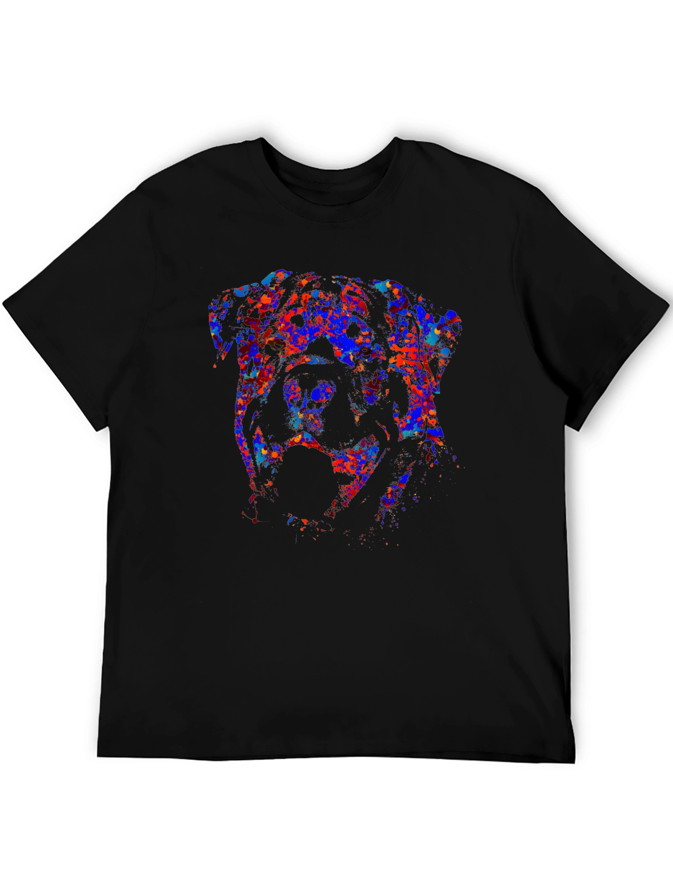 Abstract Dog Graphic Print Black T-Shirt