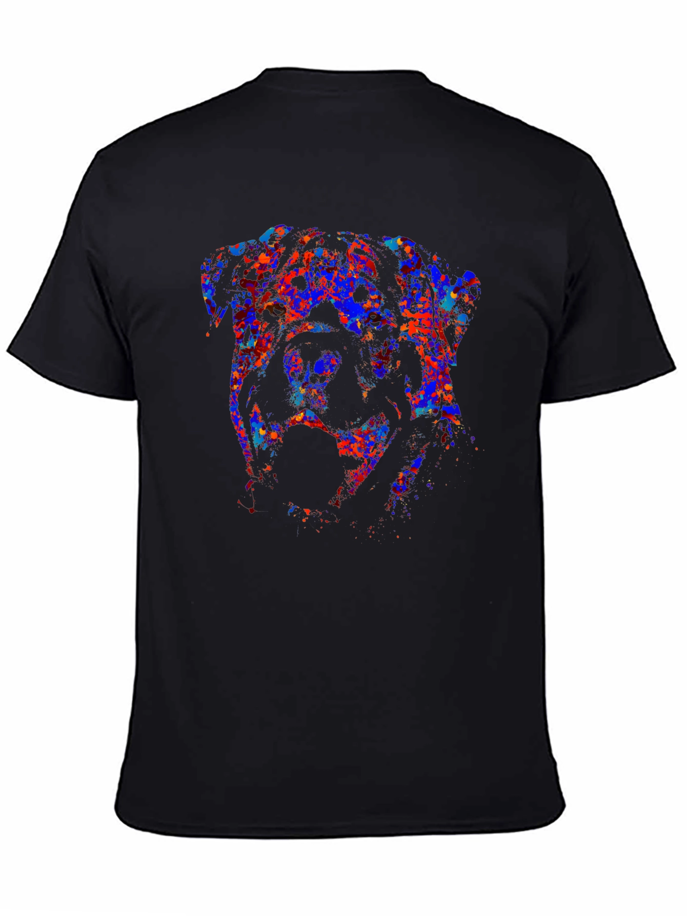 Abstract Dog Graphic Print Black T-Shirt