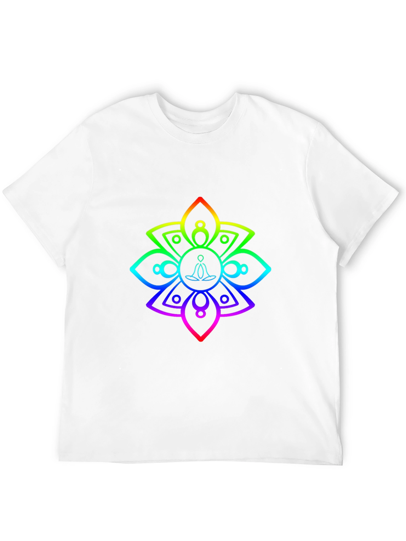 Rainbow Mandala Meditation Black T-Shirt