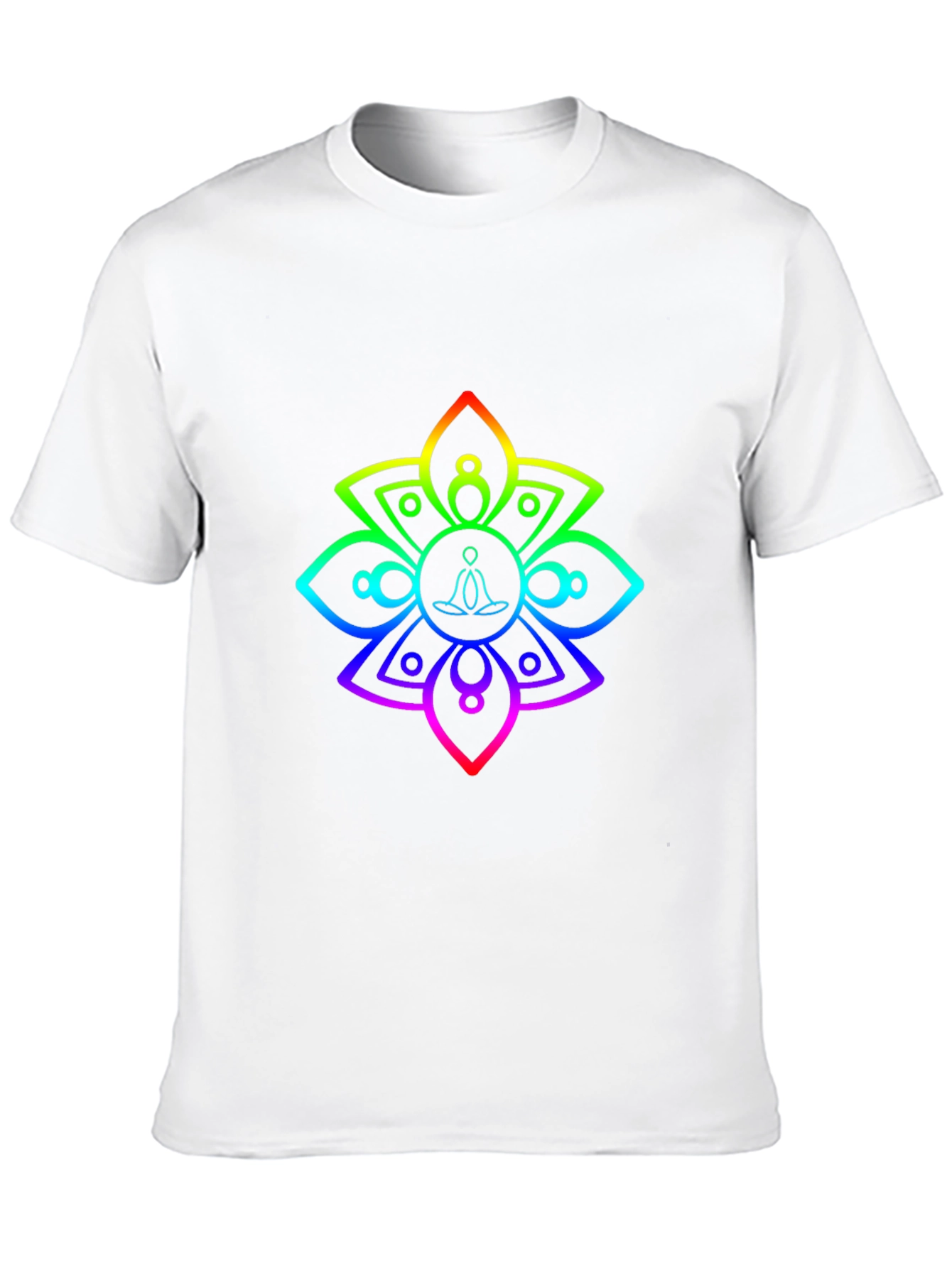 Rainbow Mandala Meditation Black T-Shirt