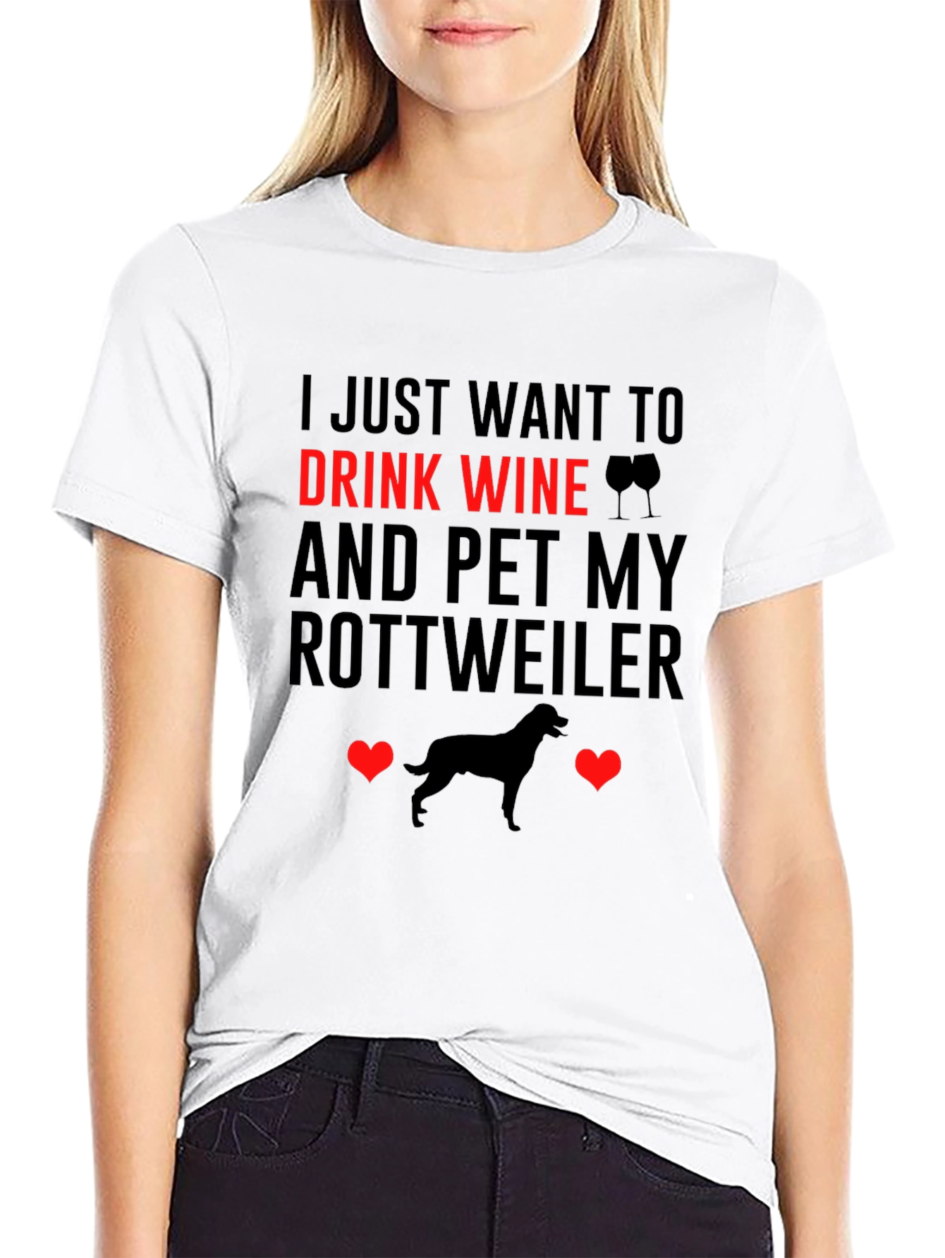 Drink Wine and Pet Rottweiler T-Shirt
