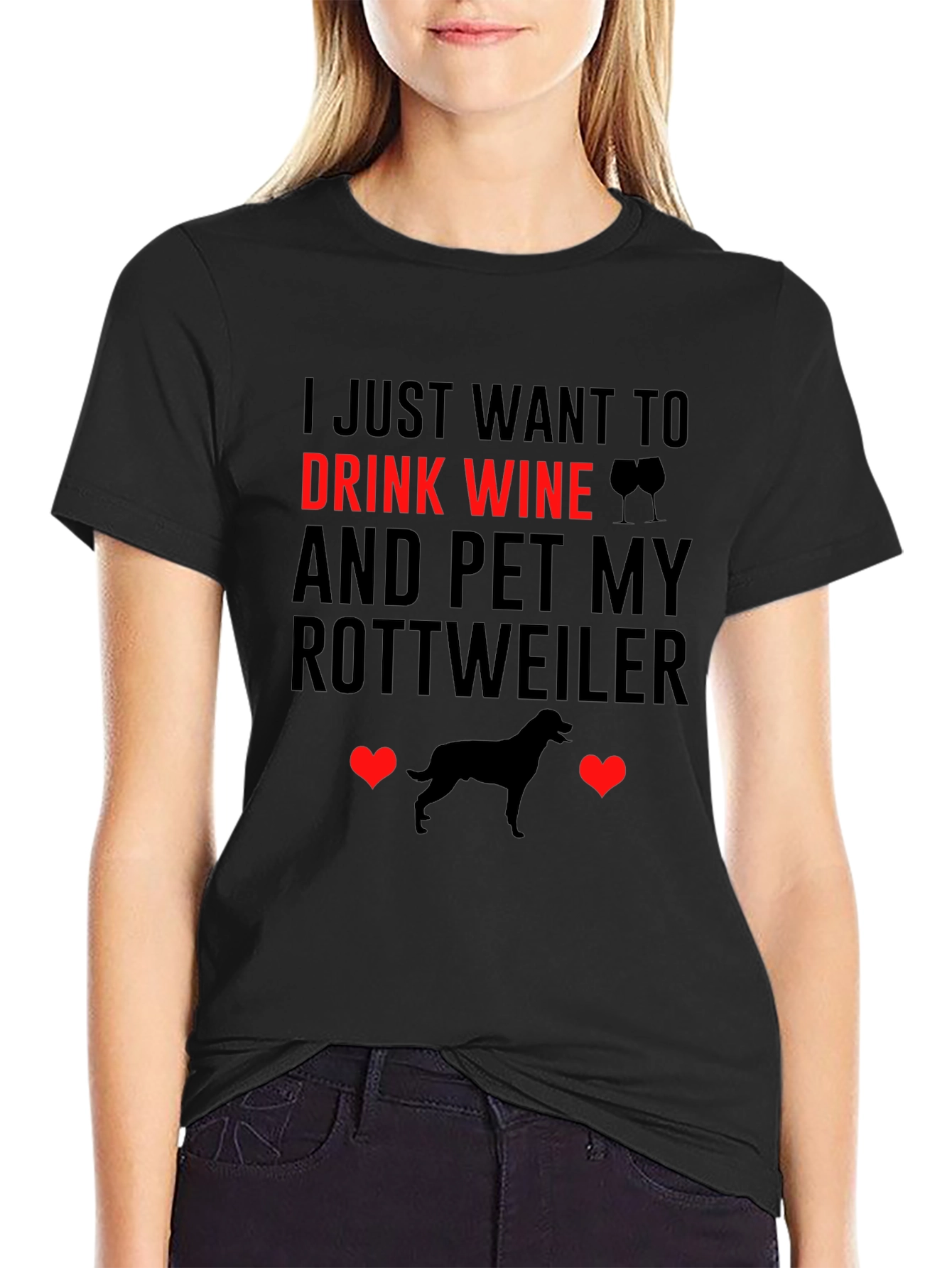 Drink Wine and Pet Rottweiler T-Shirt