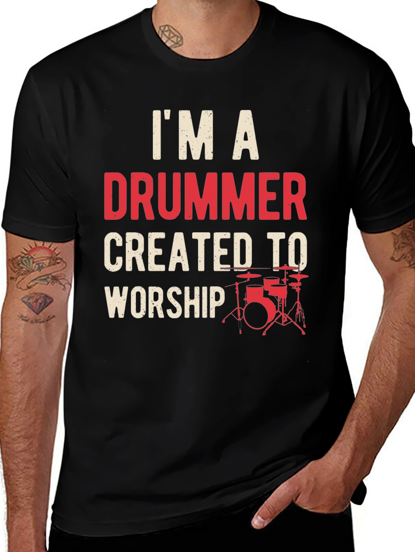 Drummer Worship Graphic Tee - Black