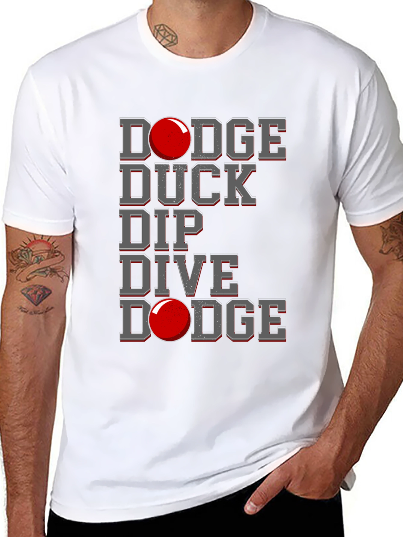 Dodgeball Graphic T-Shirt - Dodge Duck Dip Dive Dodge