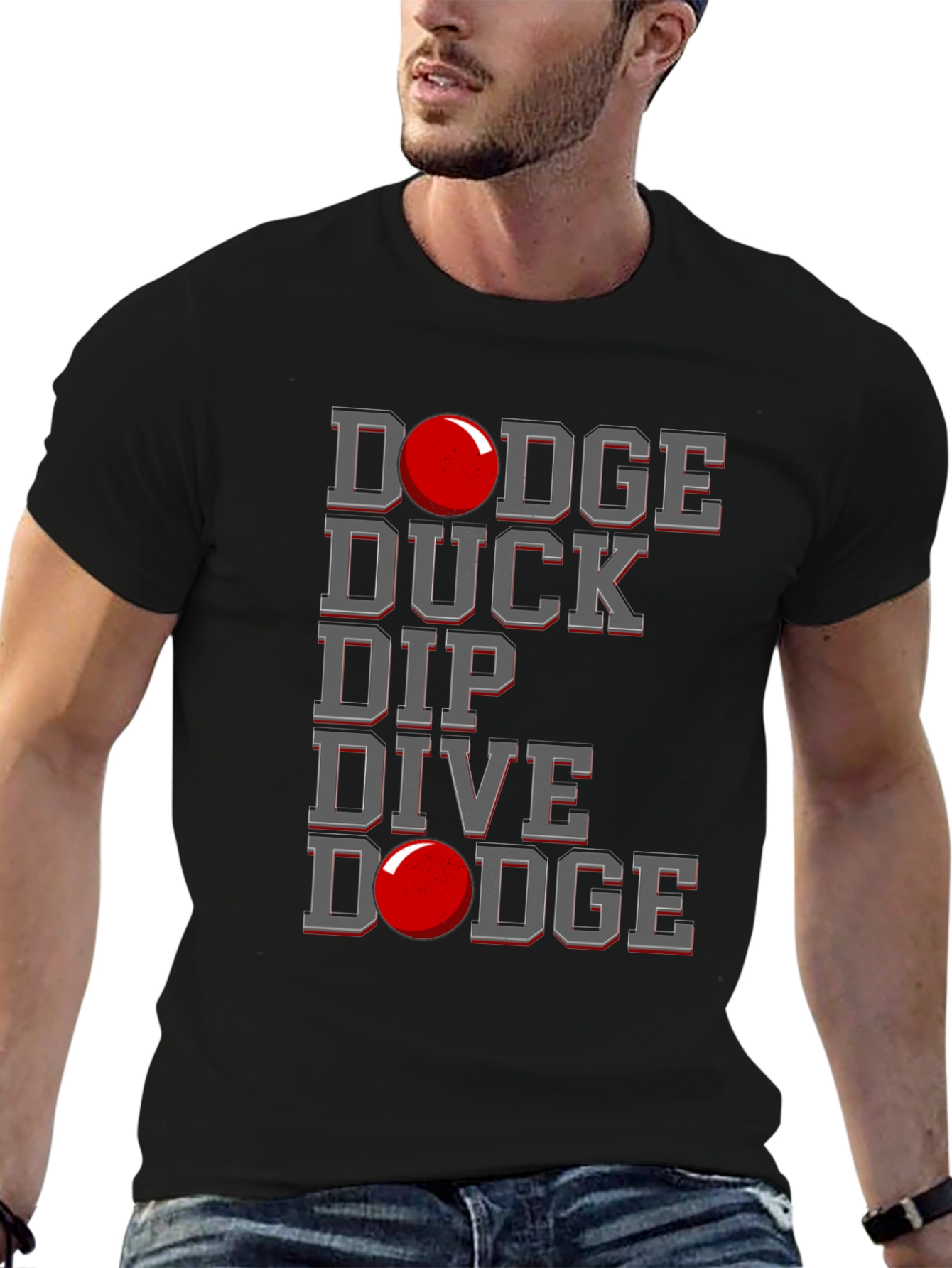 Dodgeball Graphic T-Shirt - Dodge Duck Dip Dive Dodge