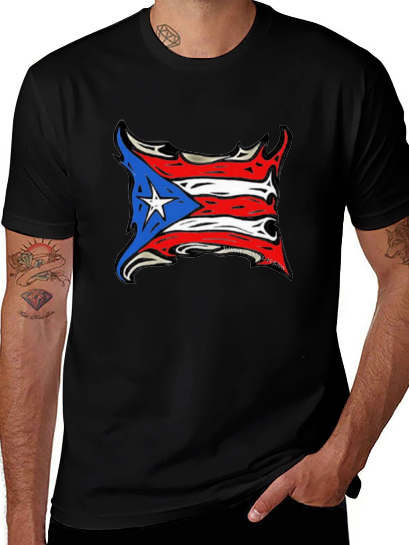 Puerto Rico Flag T-Shirt - Black Tee