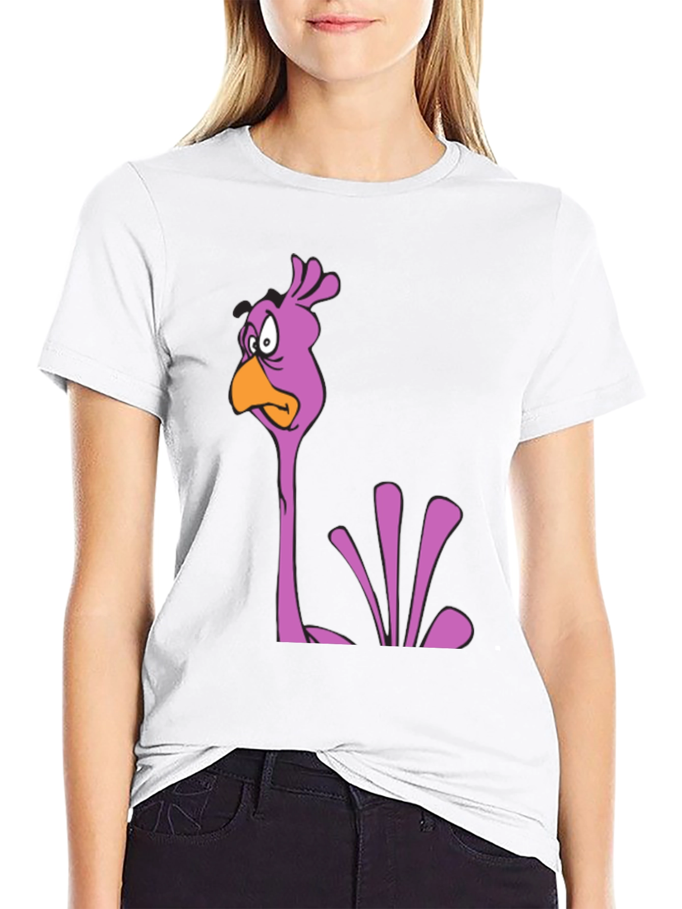 Cartoon Bird Graphic Tee - Funny Casual T-Shirt