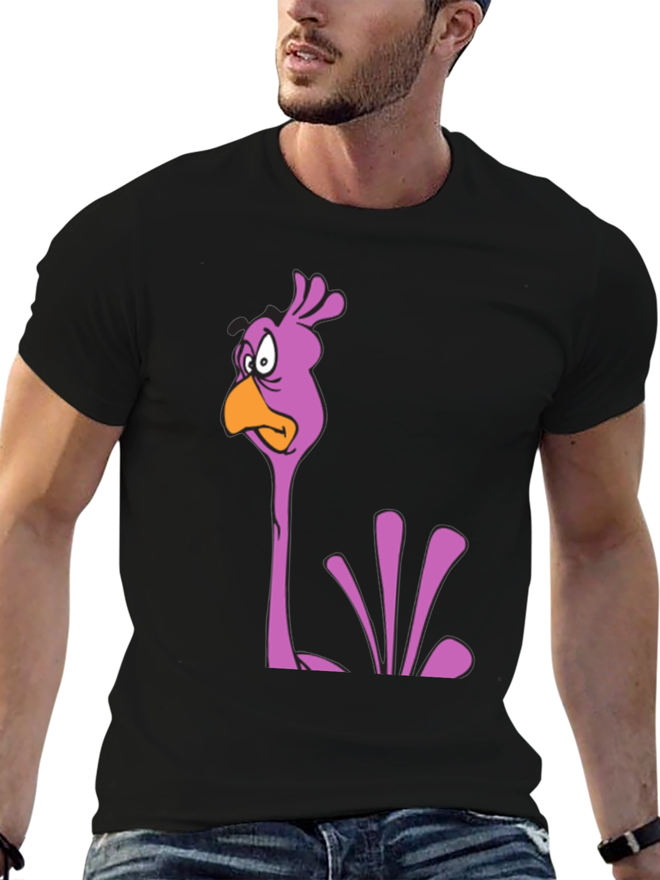 Cartoon Bird Graphic Tee - Funny Casual T-Shirt