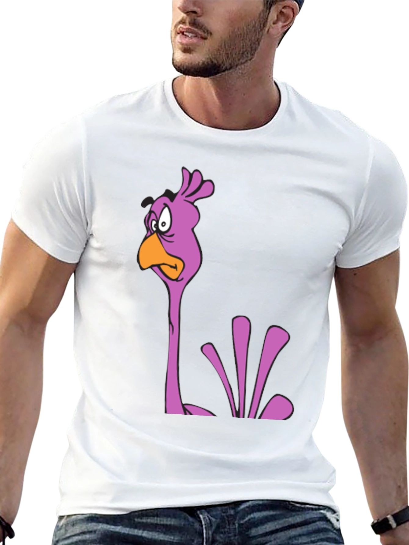 Cartoon Bird Graphic Tee - Funny Casual T-Shirt