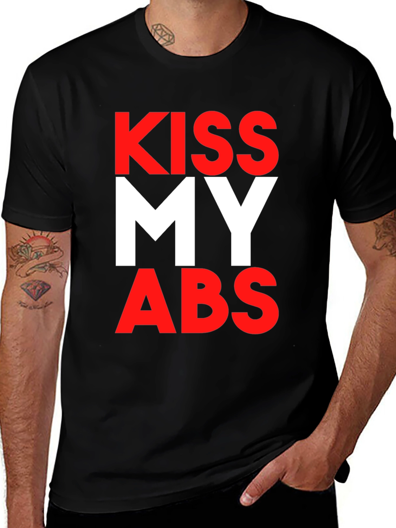 Kiss My Abs Black Graphic Tee