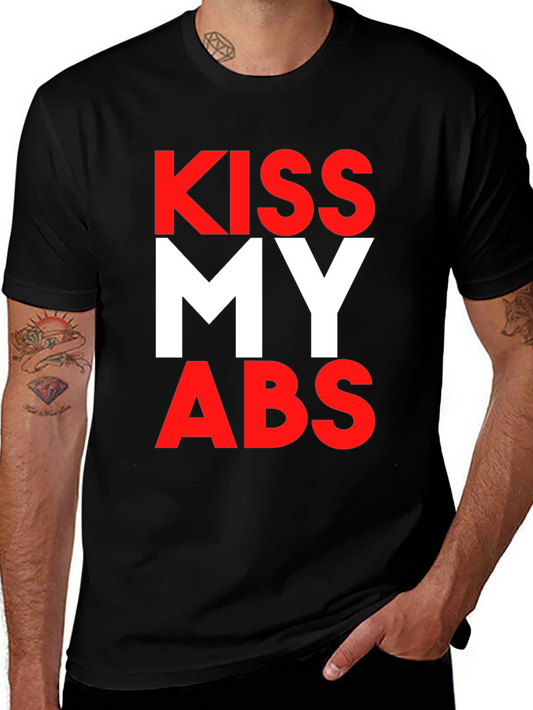 Kiss My Abs Black Graphic Tee