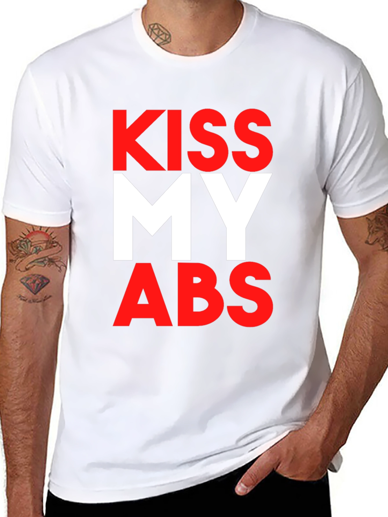 Kiss My Abs Black Graphic Tee