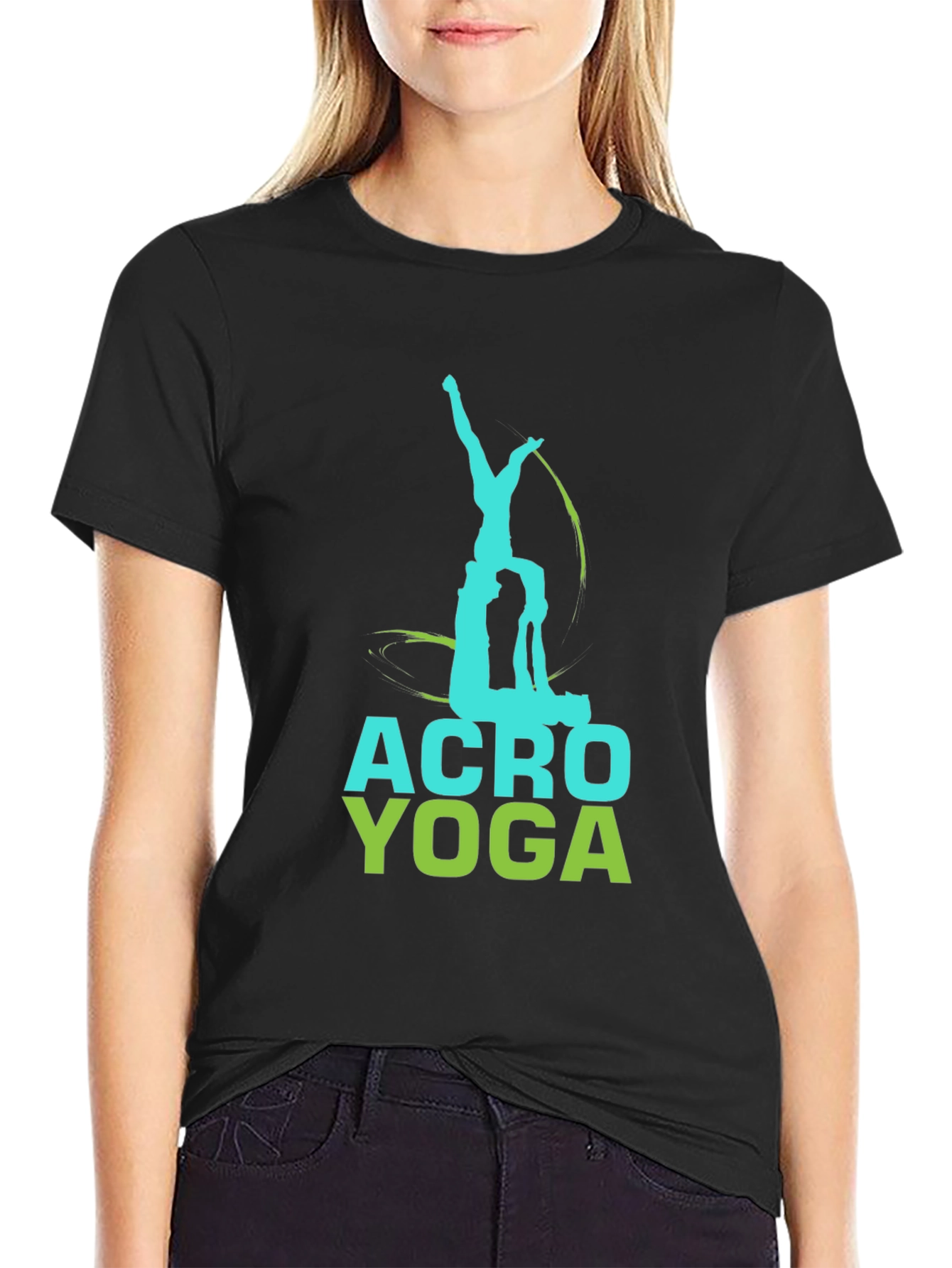 Acro Yoga Graphic Tee - Black Cotton T-Shirt