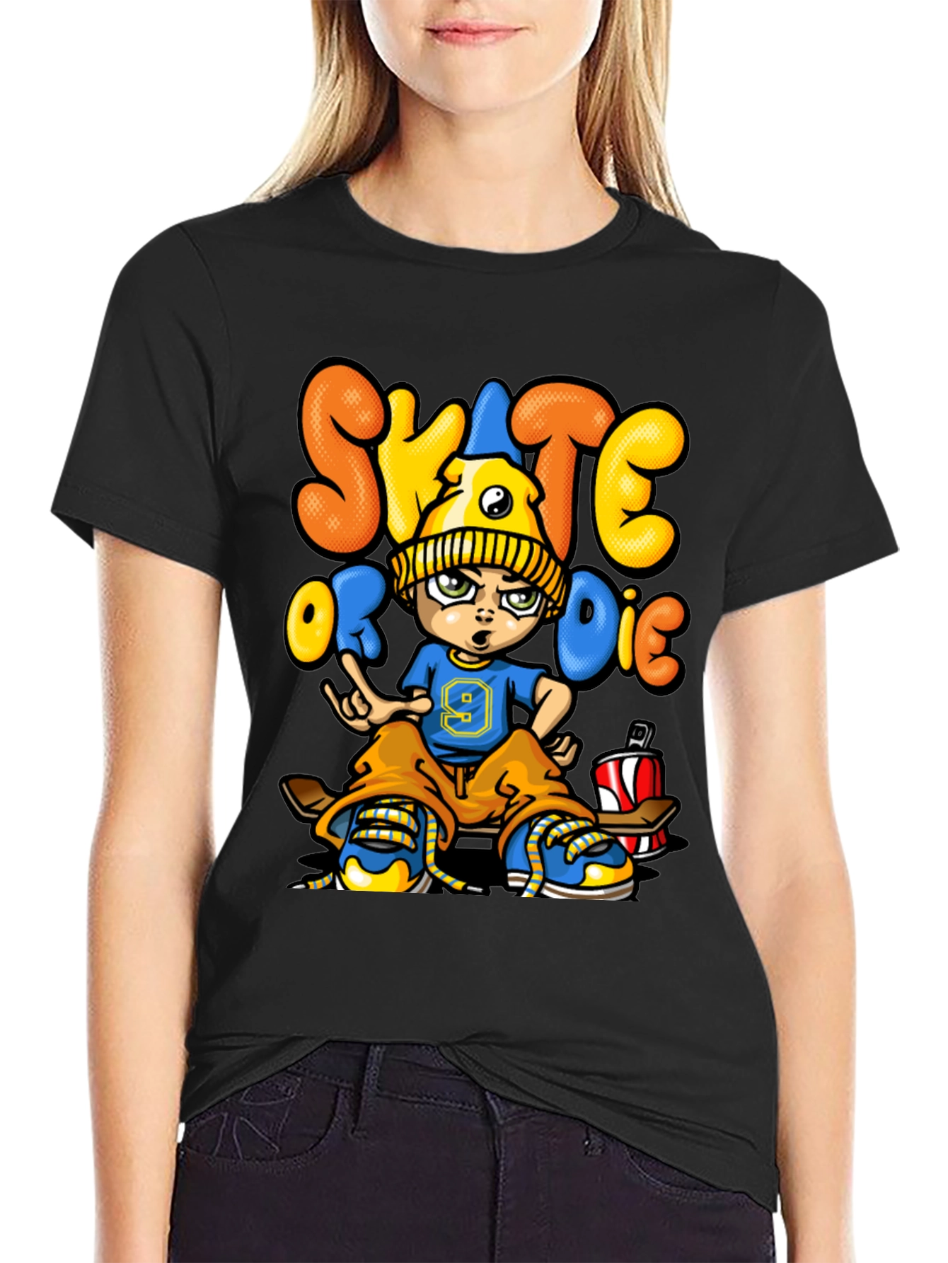 Skate or Die Cartoon Graphic T-Shirt