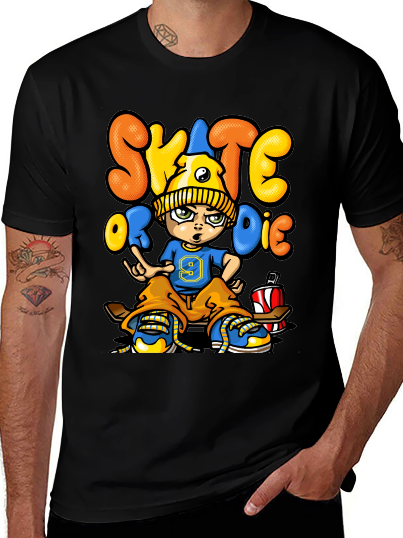 Skate or Die Cartoon Graphic T-Shirt