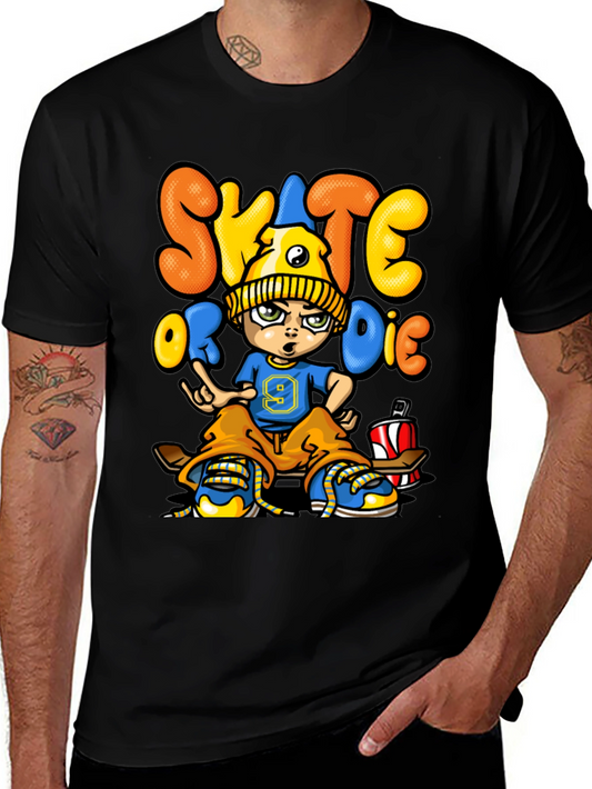Skate or Die Cartoon Graphic T-Shirt