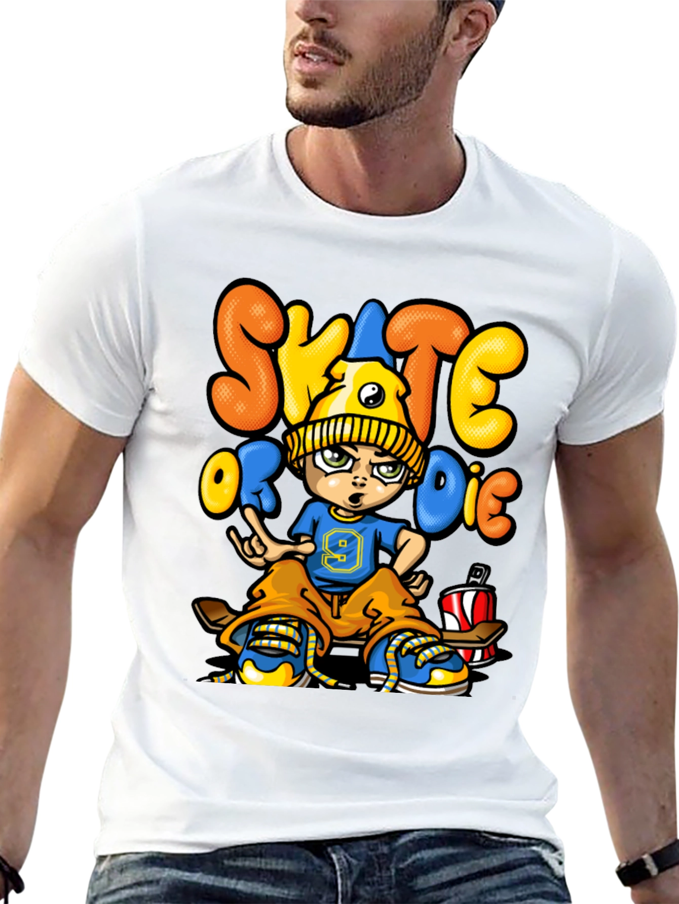 Skate or Die Cartoon Graphic T-Shirt