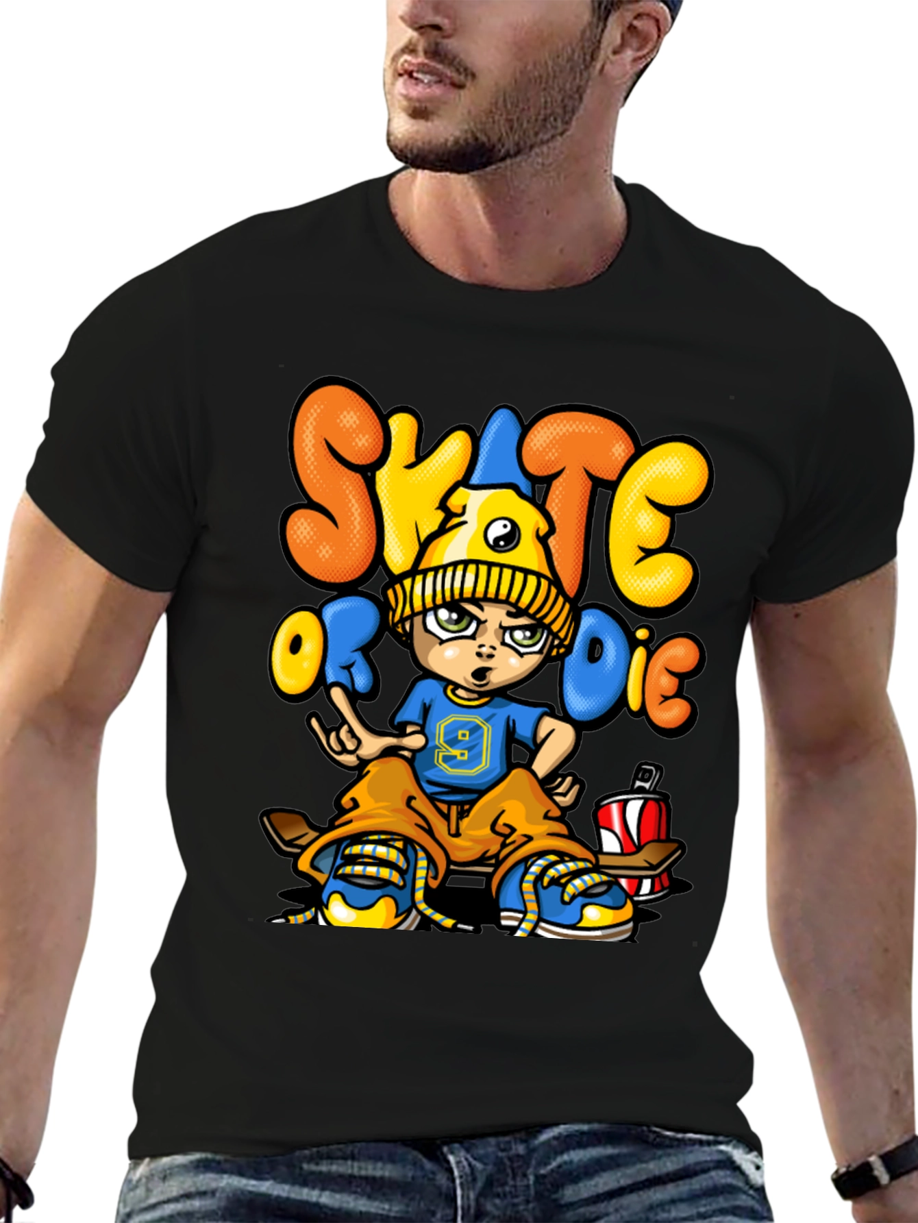 Skate or Die Cartoon Graphic T-Shirt
