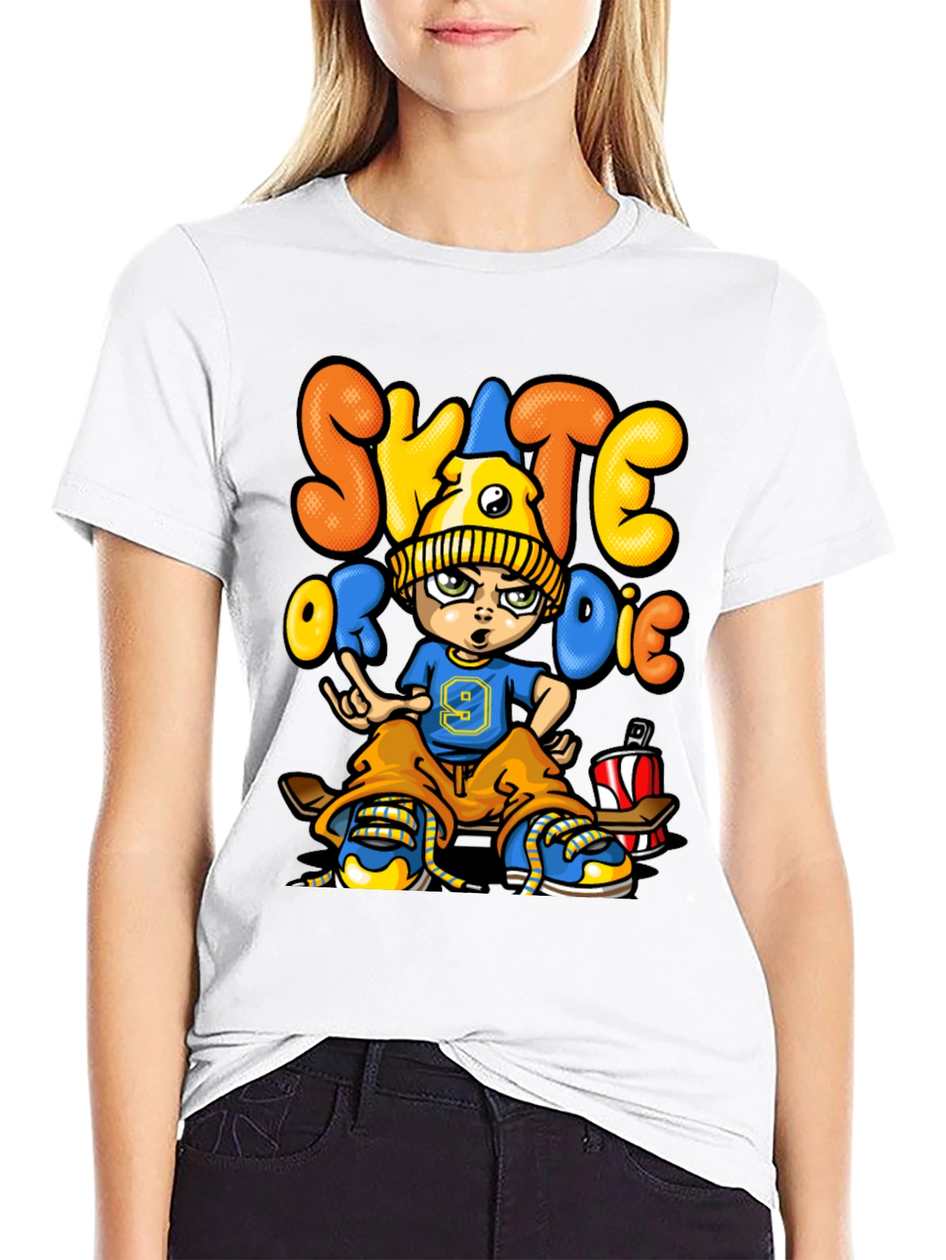 Skate or Die Cartoon Graphic T-Shirt