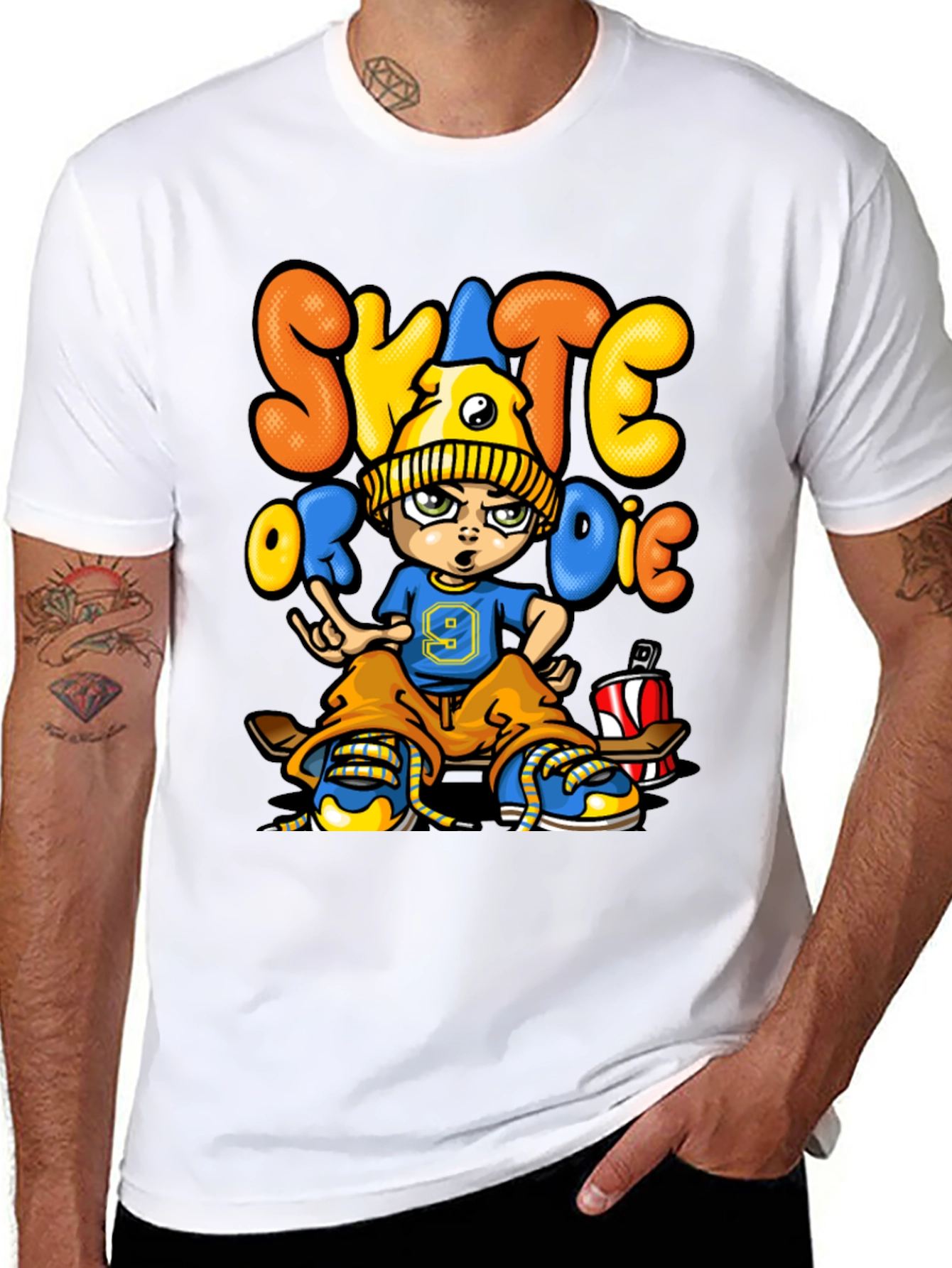 Skate or Die Cartoon Graphic T-Shirt