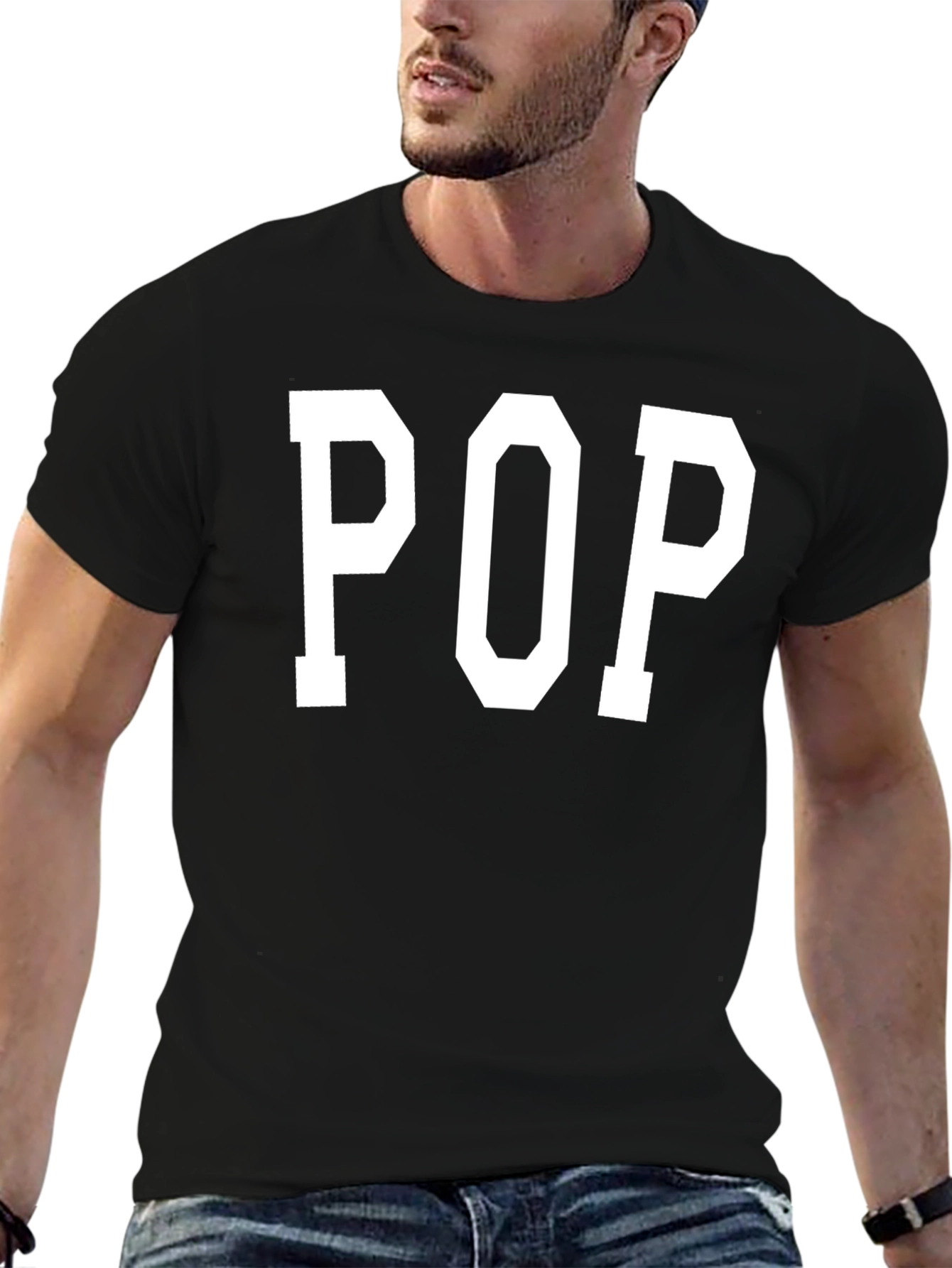 POP T-Shirt - Bold Varsity Style Black Tee