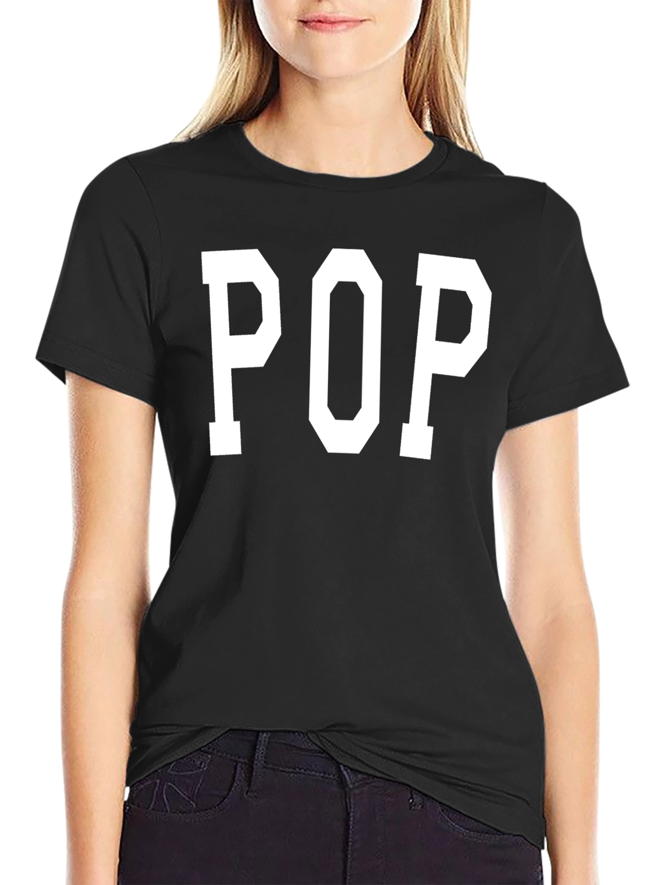 POP T-Shirt - Bold Varsity Style Black Tee