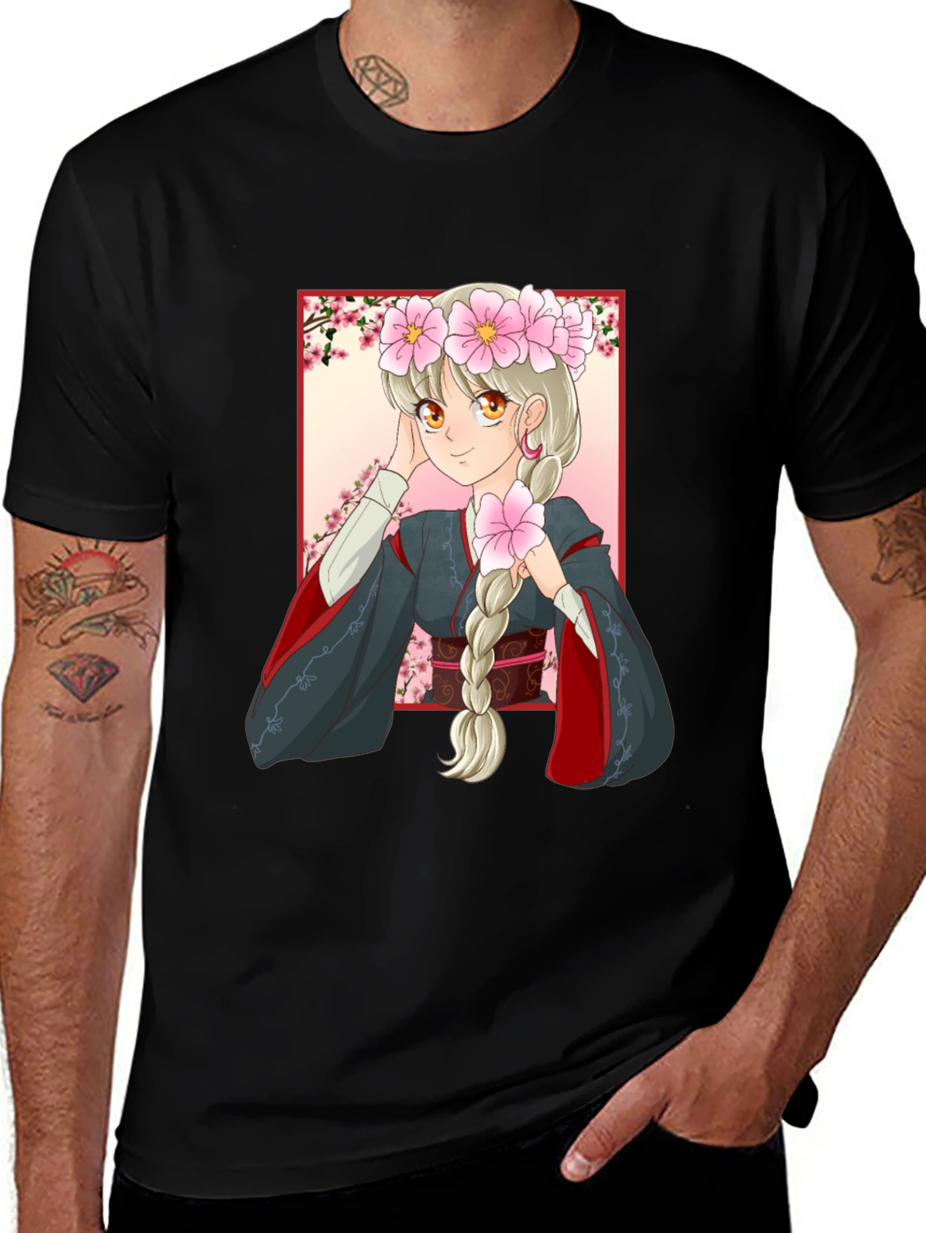 Anime Girl Graphic Black T-Shirt