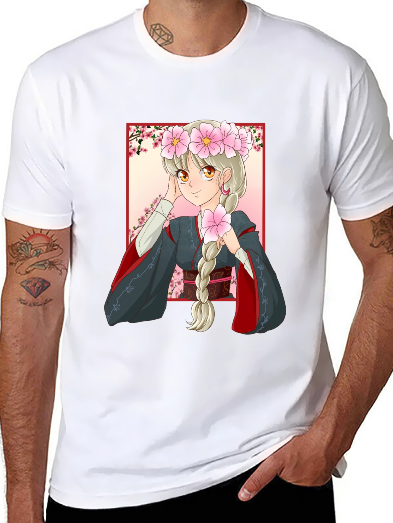 Anime Girl Graphic Black T-Shirt